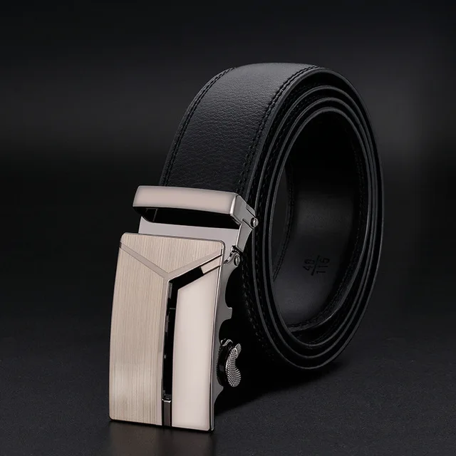 Новое поступление Роскошный кожаный ремень мужские высококачественные мужские ремни дизайнерская Автоматическая пряжка поясной ремень для мужчин модный бренд ремень - Цвет: Темно-серый