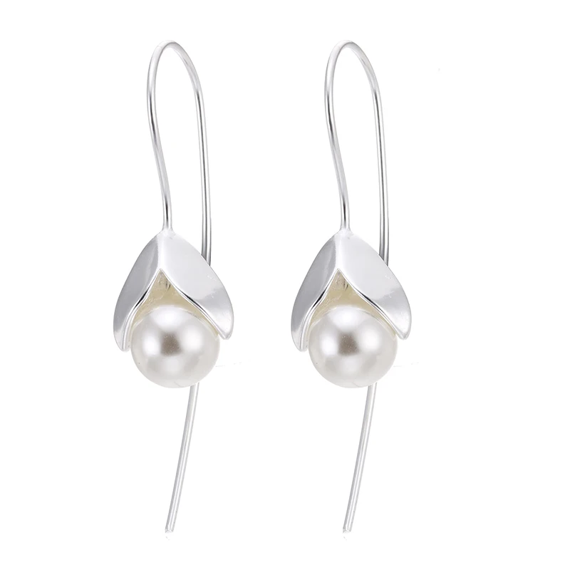 New Arrival 925 Sterling Silver Fashion pearl Flower Egg Ladies`drop Earrings Women Jewelry Birthday Gift Female Cheap | Украшения и