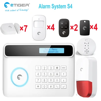 

Popular 7 door window detectors 4 PIR motion sensors 1 flash siren GSM home security systsem 50 sensors supported