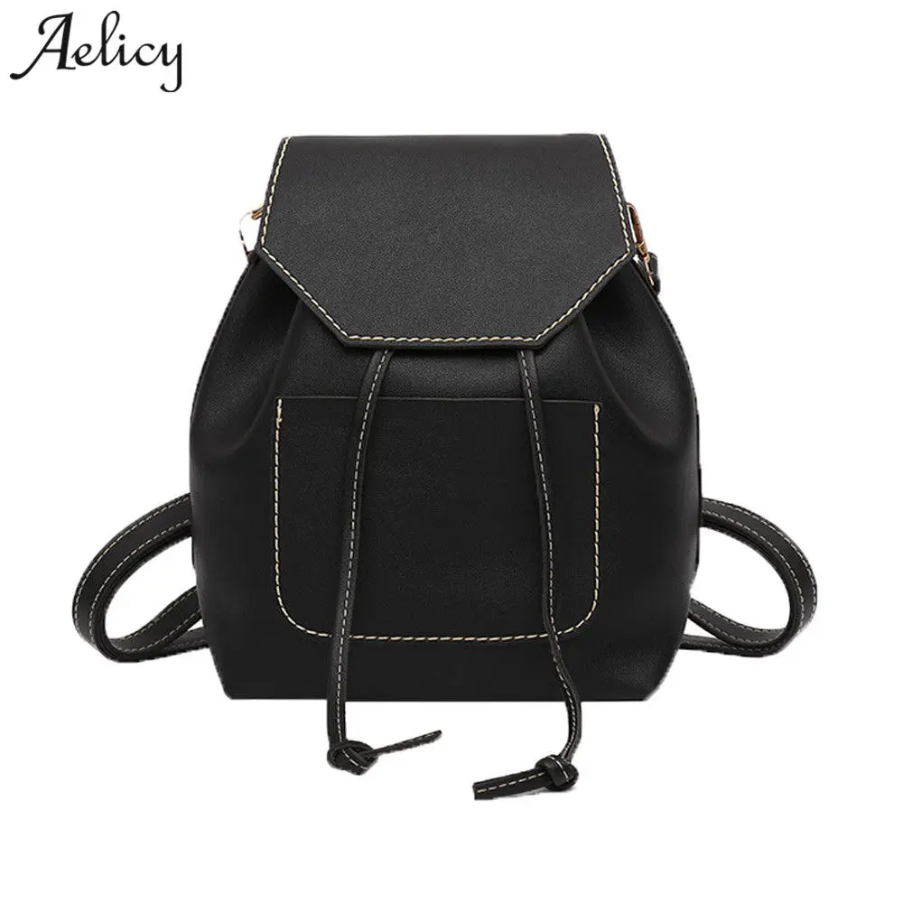 

Aelicy Luxury women's drawstring pu leather backpack female leisure schoolbag korean fashion backpack schoolbag for girls