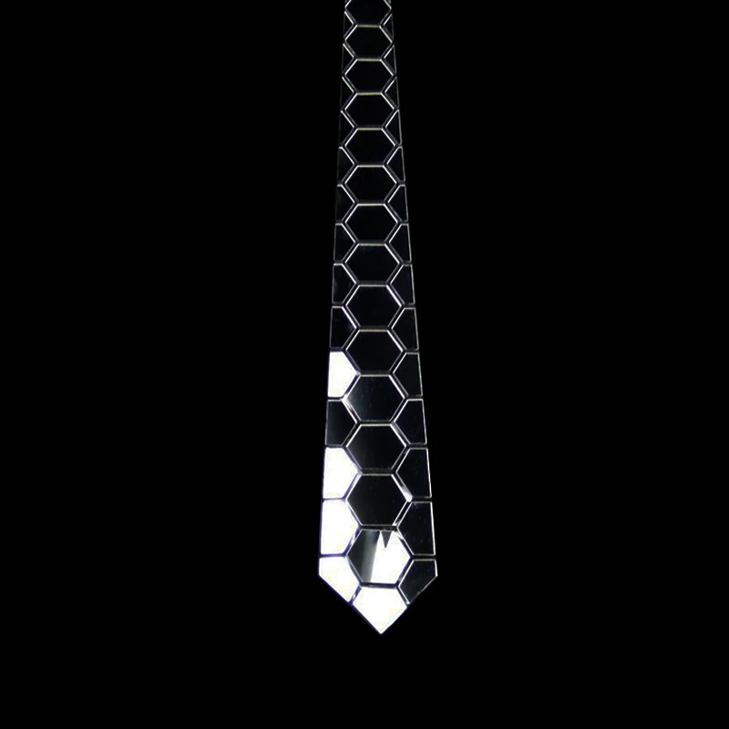 Геометрическая концепция двойной шестиугольной круглое серебряное зеркало хромированный стильный галстук бабочка для Свадебные