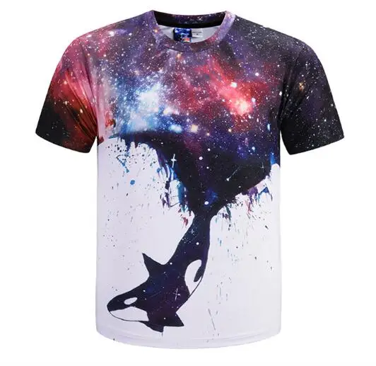 

Menswear 2019 new star whale 3D printed T-shirt short-sleeved summer street youth fashion T-shirt