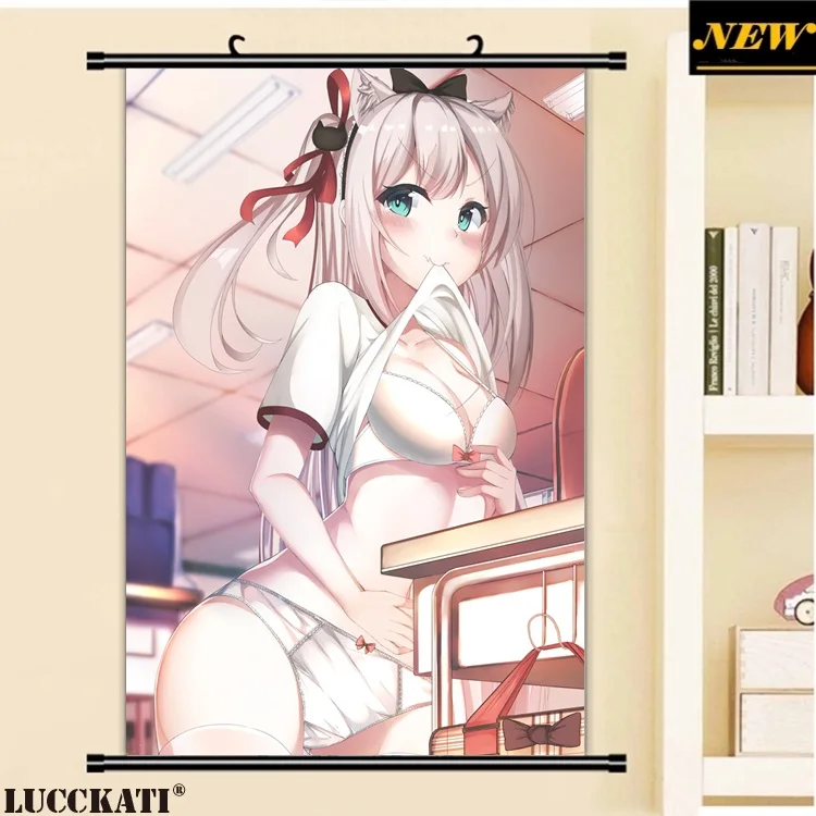 

40X60CM Azur Lane Bilan Hangxian Game cameltoe sexy loli cartoon anime wall picture mural poster scroll cloth canvas painting 26