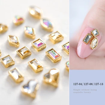 

10 pieces Alloy Base 3D Nail Art Decorations Rhinestone Flatback Crystal Shiny Jewelry Diamonds Design Manicure Accessories