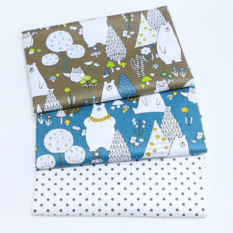 Печатный скандинавский медведь хлопчатобумажная стеганая ткань DIY швейная обивка Скрапбукинг ткань рукоделие Материал Ткань для штор 50*160 см
