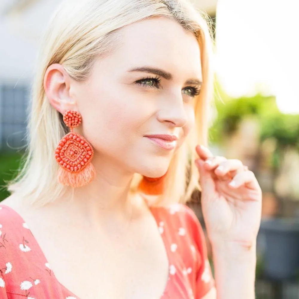

Dvacaman Beads Tassel Bohemian Drop Earring Geometric Big Round Dangle Hanging Earring Wedding Statement Women Wholesale Jewery