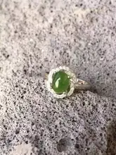 Natural green jasper ring Natural gemstone ring S925 sterling silver ring trendy Elegant Surround round women gift Jewelry