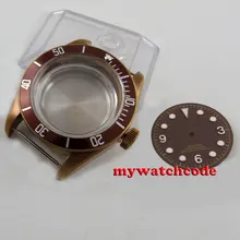 41 мм сапфир кофейные наручные часы чехол+ кофе стерильные циферблат fit 2824 2836 Движение 106