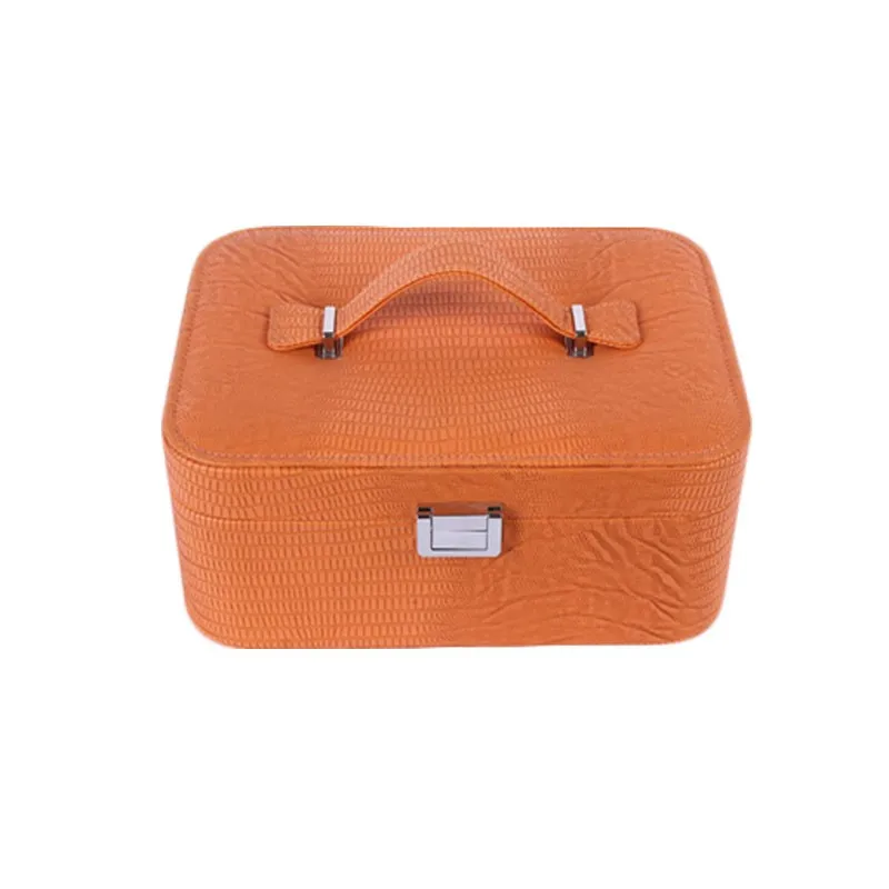 1Pcs Fashion Women's Leather Jewelry Boxes, Cosmetic Bags, Jewelry Boxes Travel Makeup Large Cosmetic Toiletry Zipper Bag Handbag Storage Case HG0484 (4)