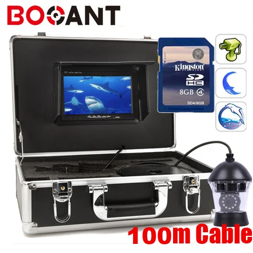 

100m Sony color CCD PTZ 360 Rotatable fishing camera 360 rotation Underwater video camera with DVR 360 degree fish video camera