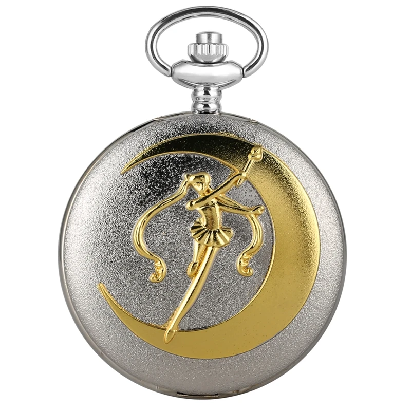 Сейлор Мун тема кварцевые карманные часы римские цифры дисплей циферблат серебряное ожерелье подвеска цепь Топ Роскошные подарки для девочек и женщин