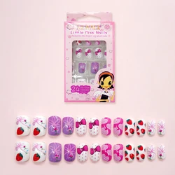 Lovely Strawberry Pattern Fake Finger Nails 24 Pcs Children Disposable Nails Tip Pre-glue Press on Harmless False Nails for Kids Lovely Strawberry Pattern Fake Finger Nails 24 Pcs Children Disposable Nails Tip Pre-glue Press on Harmless False Nails for Kids
