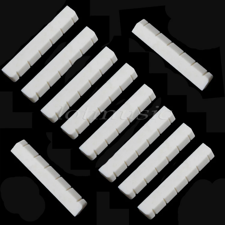 

10 pcs Bone Slotted Bridge Nut Up-Saddle For Classical Guitar 52mmX6mmX9/8.5mm
