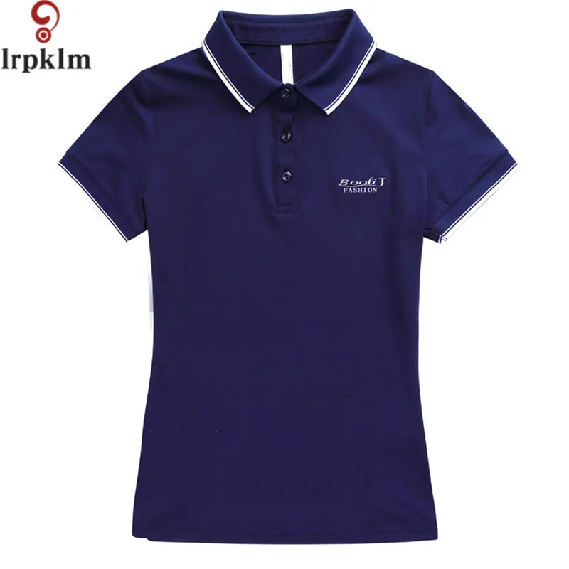 

2017 Summer Women Polo Shirt Cotton Solid Short Sleeve Lapel Tops Women Tops Slim Tee Shirt Breathable Polo Shirt Femme YY994