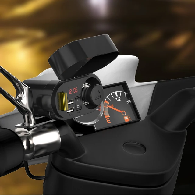 Newest 12V-24V Micro Dual USB Plug Car Motorcycle Cigarette Lighter Socket Car Charger  LED Digital Voltmeter Meter Time display