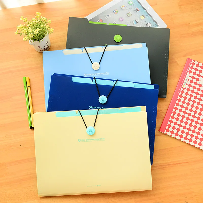 Stationery Simple Candy Color Multi Buckle File Folder Storage Document ...