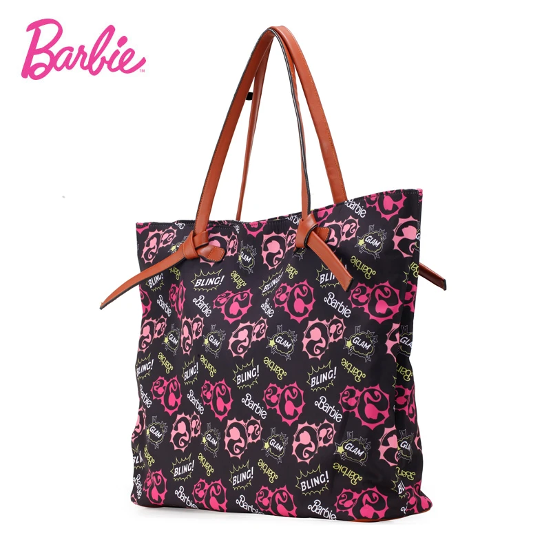 Bolsos de mano con estampado Barbie para mujer, bolsos de nailon moda modernos, bolso femenino de alta calidad, diseño de marca, Rosa negro|Cubos| - AliExpress
