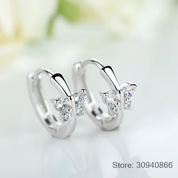 

Baby Princess 925 Silver Butterfly Zirconia Small Hoop Earring For Girls Child Wome Beautiful Aros Huggies Earring Jewelry