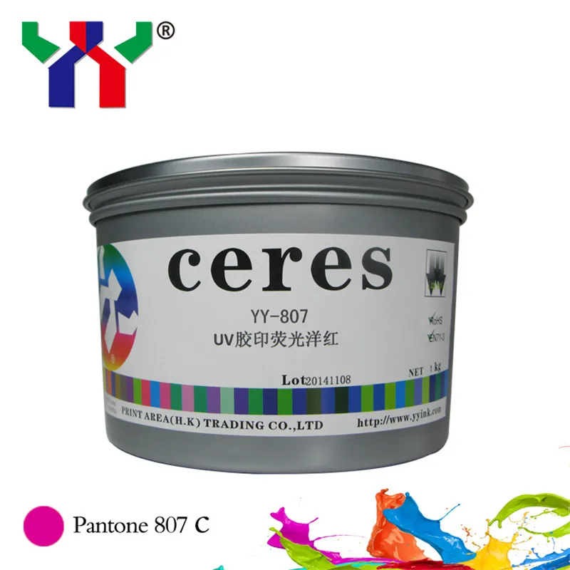 1kg UV Offset Printing Fluorescent Ink,801 807 Blue/Green/Yellow/Orange/Red/Pink/Magenta-in