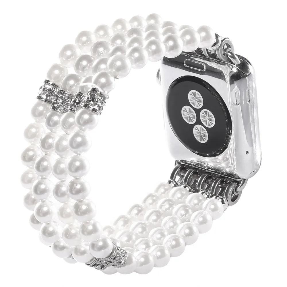 Женский браслет с бусинами для Apple Watch, ремешок серии 1, 2, 3, 4, 5, ювелирный ремешок для iWatch 40 мм, 44 мм, 42 мм, 38 мм