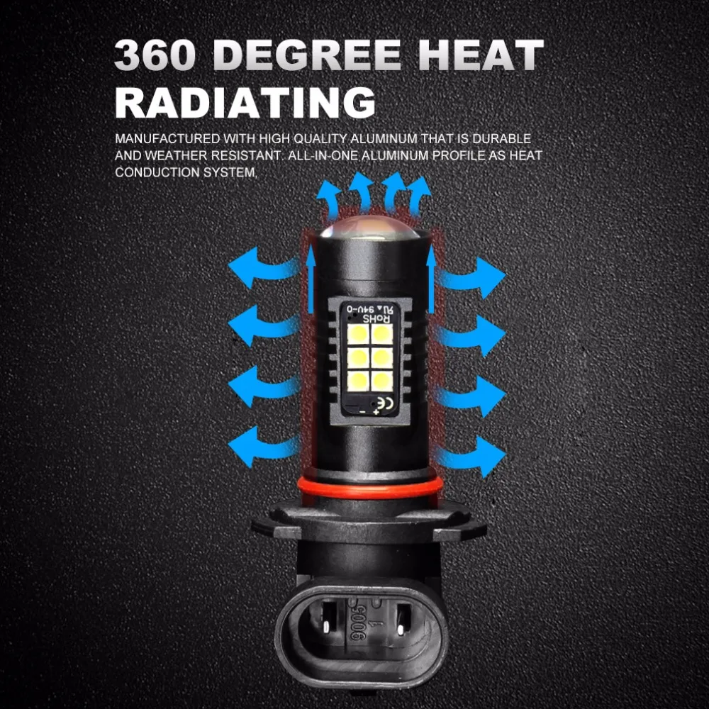 2 шт., светодиодный автомобильный светильник H8 H11 HB3 9005 HB4 9006 21 SMD 3030, супер яркий Автомобильный светодиодный фонарь, 6000 K, противотуманные фары, фары для вождения автомобиля, DRL