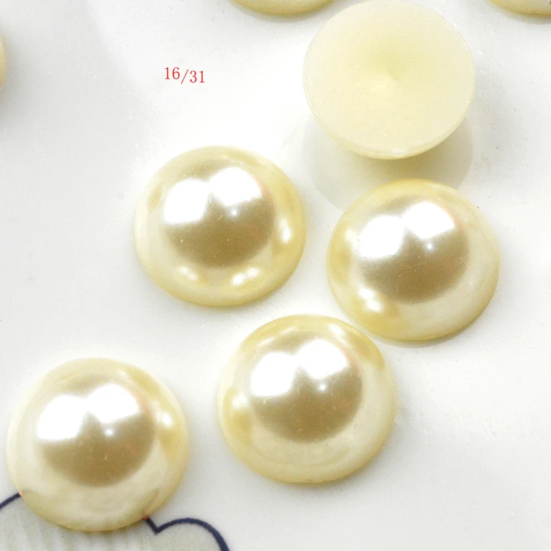 

FLTMRH 5pcs 16mm Beige/White ABS Half Round Imitation Pearl For Round PeCrafts DIY Scrapbook Bead