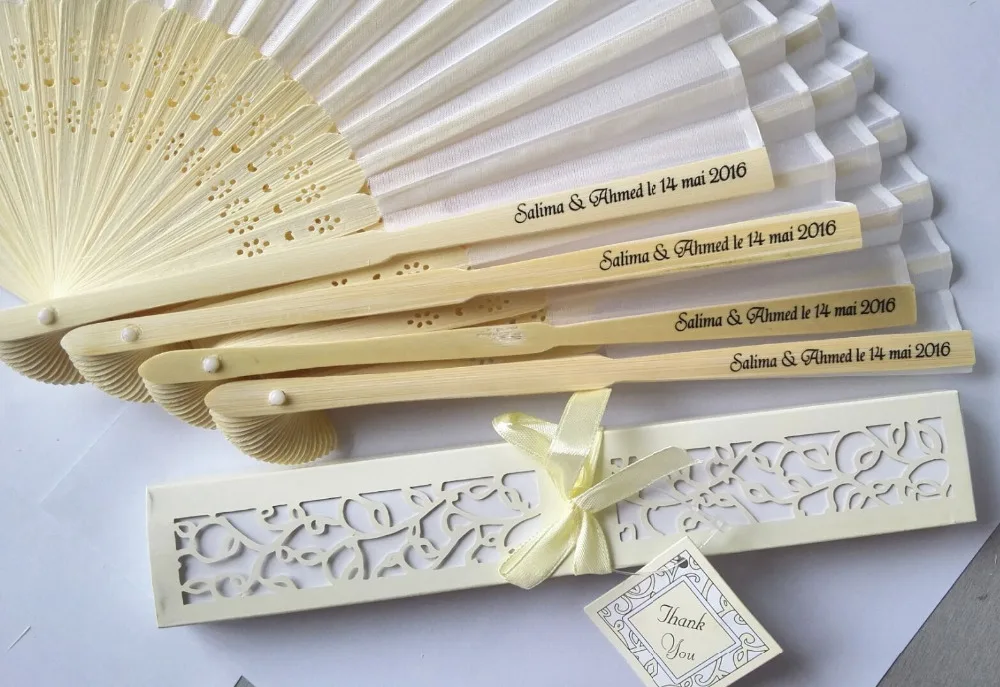 100pcs Lot Personalized Luxurious Silk Fold Hand Fan In Elegant 100pcs Lot Personalized Luxurious Silk Fold Hand Fan In Elegant Laser Cut Gift Box Party Favors Wedding Gifts Printing From Home Garden