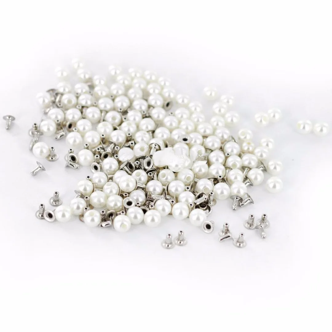 100PC 6MM ABS Imitation Pearl DIY Garment Accessories Rivet