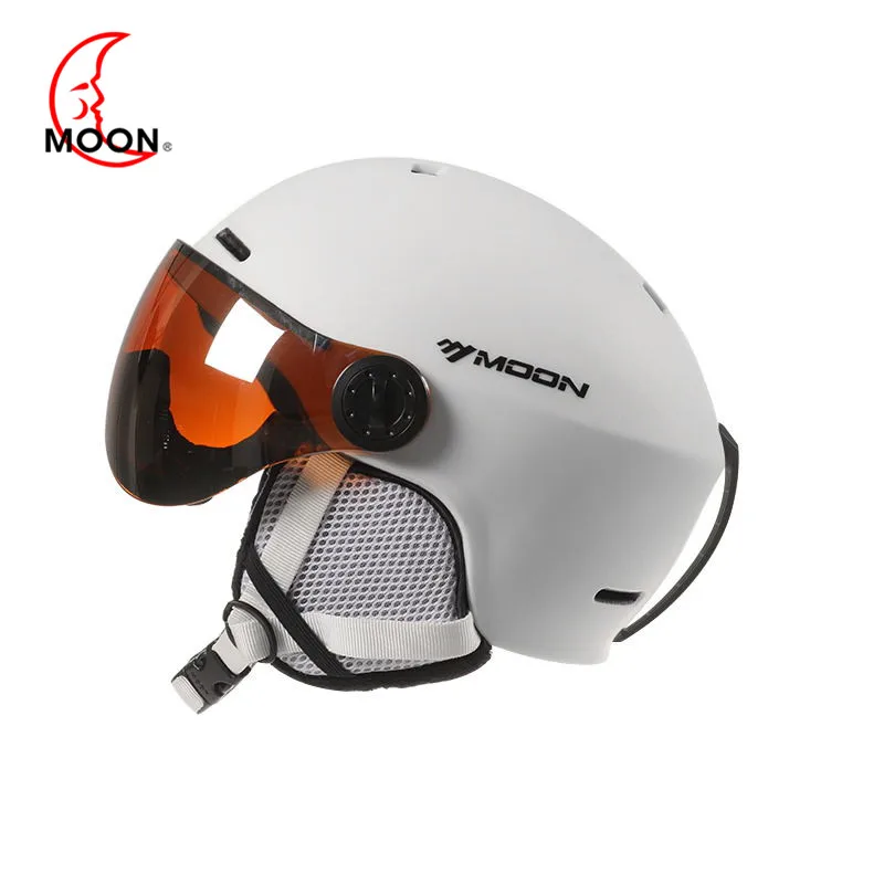 Comprar Gafas de Luna casco de esquí integrado moldeado por Ordenador + EPS certificado CE casco de esquí al aire libre deportes esquí Snowboard cascos de Patinaje