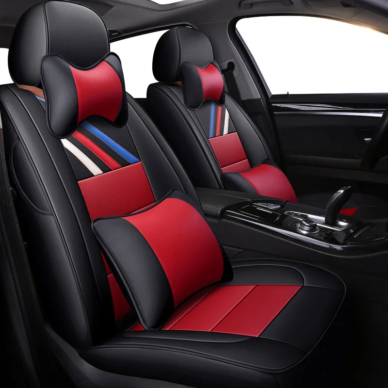 Kadulee Натуральная кожа сиденья для mercedes w203 bmw e36 e46 f10 audi a3 Jaguar xf Chrysler 300c для Lexus rx Renault - Название цвета: black with red VTI