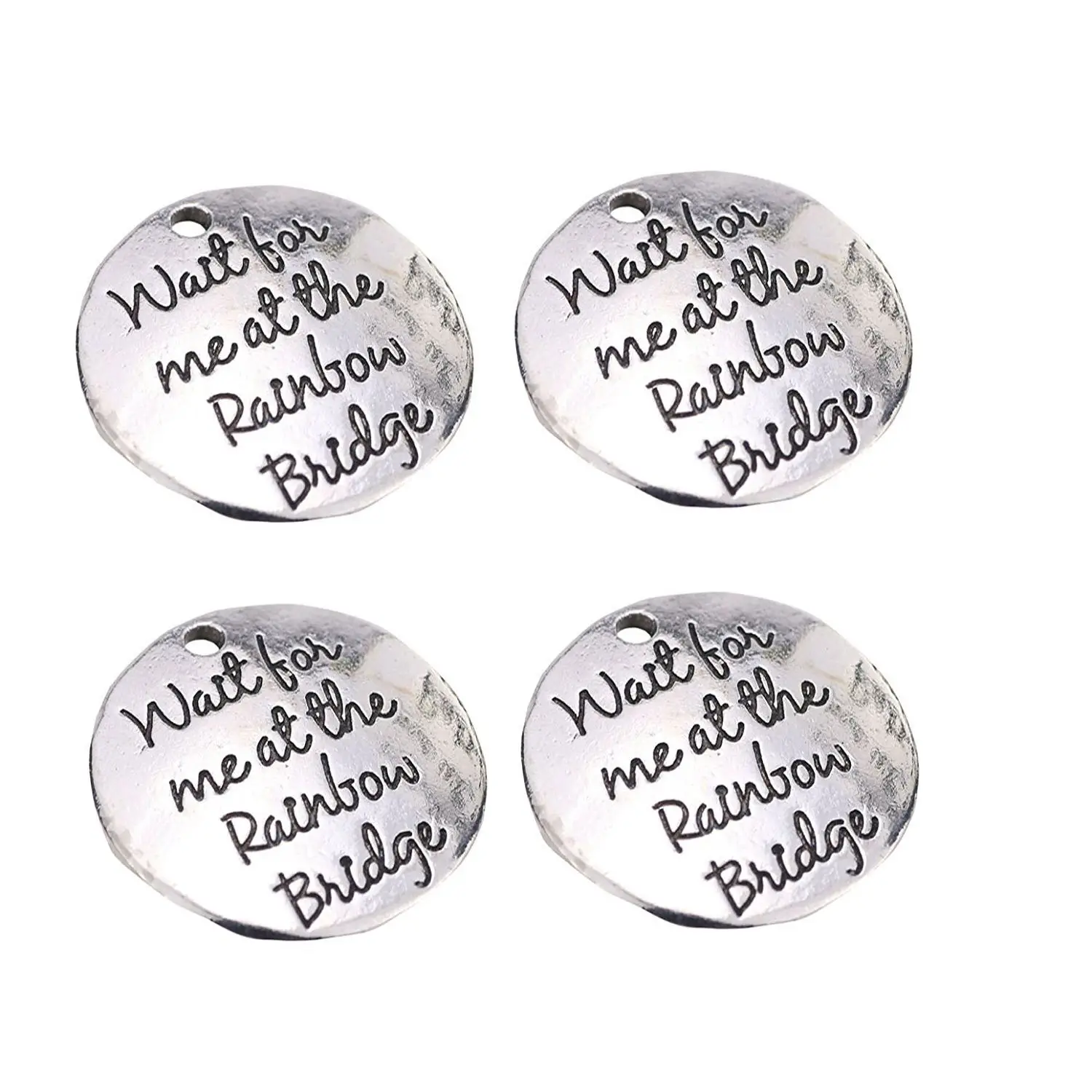 

Pack of 10 Alloy Ancient silver"Wait for me at the Rainbow bridge" Round DIY Antique Message Charms Pendant for Making Bracele
