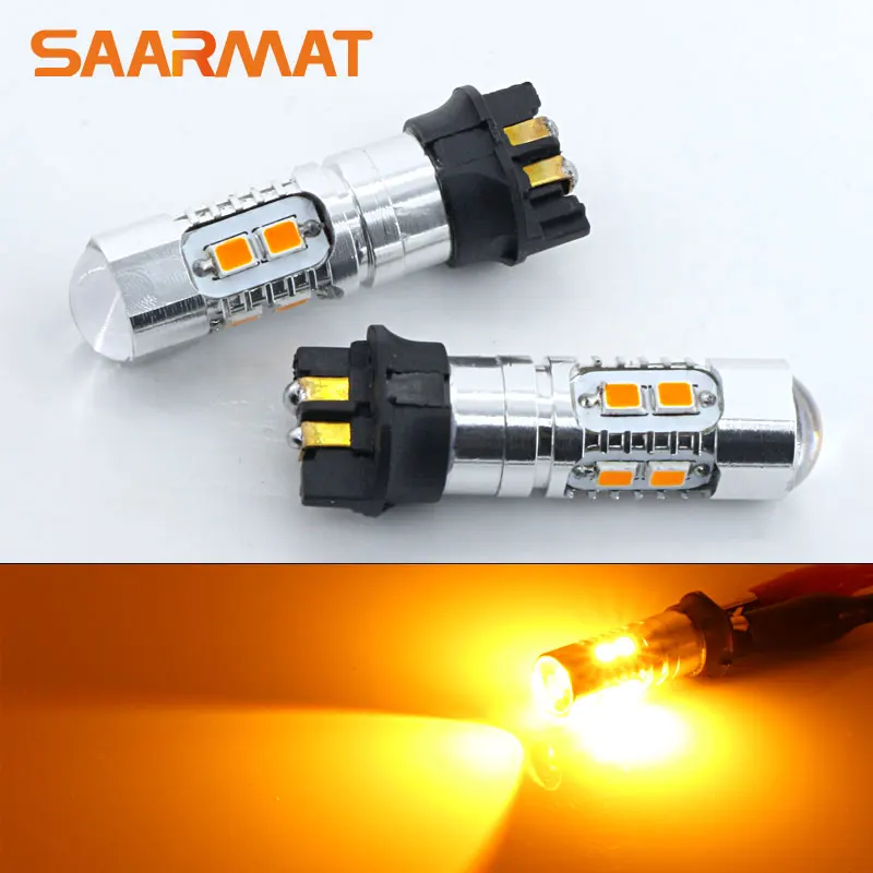 2x янтарные 10 SMD PW24W PWY24W светодиодный лампы для Audi A3 A4 A5 Q3 VW MK7 Golf CC передние