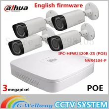 IPC-HFW2320R-ZS 3MP IP Câmera 2.7-12mm Lente Varifocal Autofocus 1080 P Bala Rede Sistema de Vigilância 4CH NVR4104-P