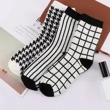 Модные полосатые хлопковые носки с гусиными лапами высококачественные простые мужские и женские короткие носки дышащие