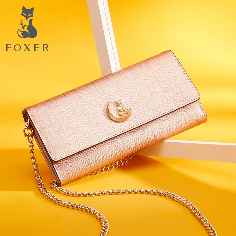 

FOXER Women Leather Shoulder Bags Female Hight Quality Chain Crossbody Bag Fashion Cowhide Mini Messenger Bags For Ladies