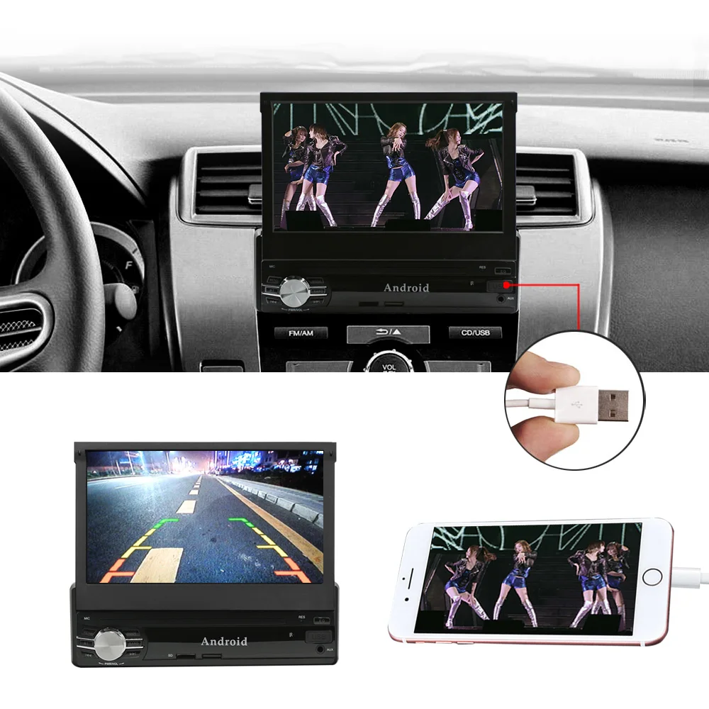 Sale Auto 7" Android 8.0 Quad Core 2G+16G Universal 1Din Car Audio Stereo GPS Navigation Radio Bluetooth RDS DAB+ Kits Car Multimedia 4