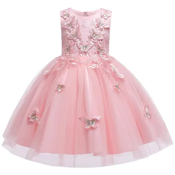 

Flower Party Girls Dresses Elegant Birthday Kids Dresses For Girls Clothes Formal Children Princess Wedding Dress Costume