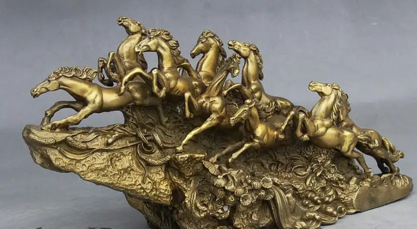 zhmui88002841914++13" Chinese FengShui Brass Carve 8 gallop Run fine horse  Pine Success Statue|statue of liberty print|statue of liberty bronzestatue  lion - AliExpress