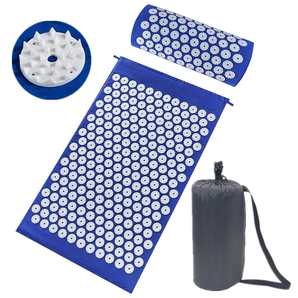 

Massage Mat Acupressure Mat and Pillow Set for Back and Neck Pain Relief Stress Tension Muscle Relaxation Yoga Massager Cushion