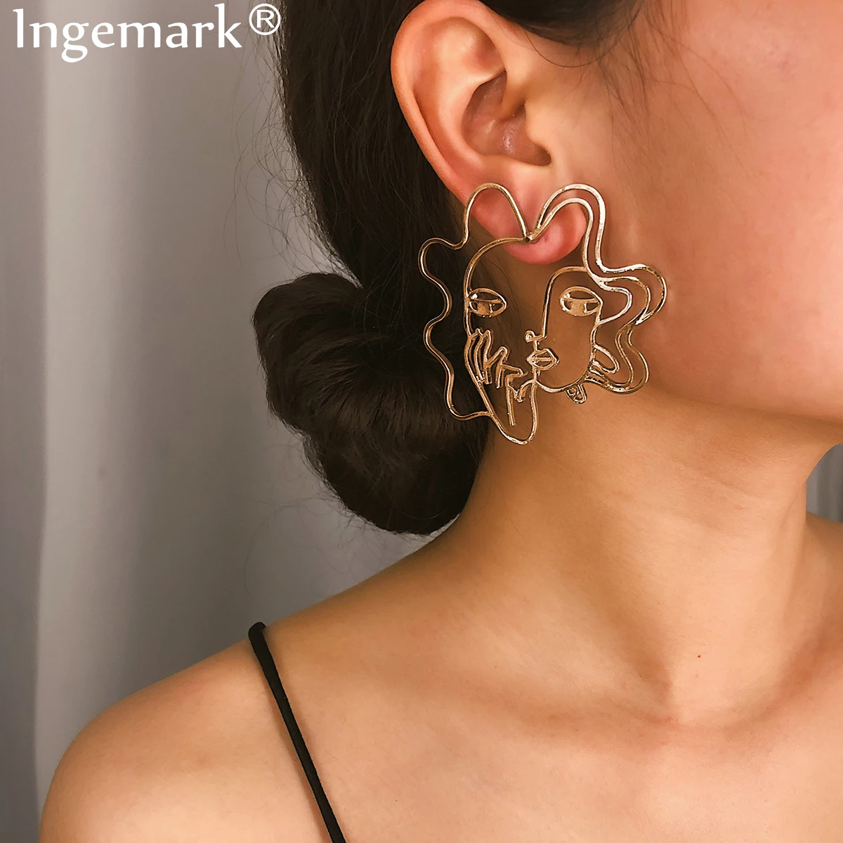 Ingemark винтажная Этническая Цыганская серьги-гвоздики для женщин женские металлические абстрактные полые гримасы серьги в виде лица Boho Brincos