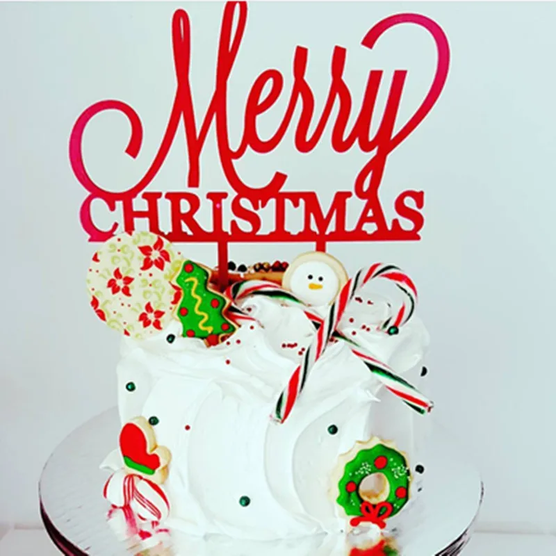 

2019 New Merry Christmas Acrylic Cake Topper "Ho Ho Ho" Letters Acrylic Cupcake Topper For Party Christmas Cake Decorations Xmas