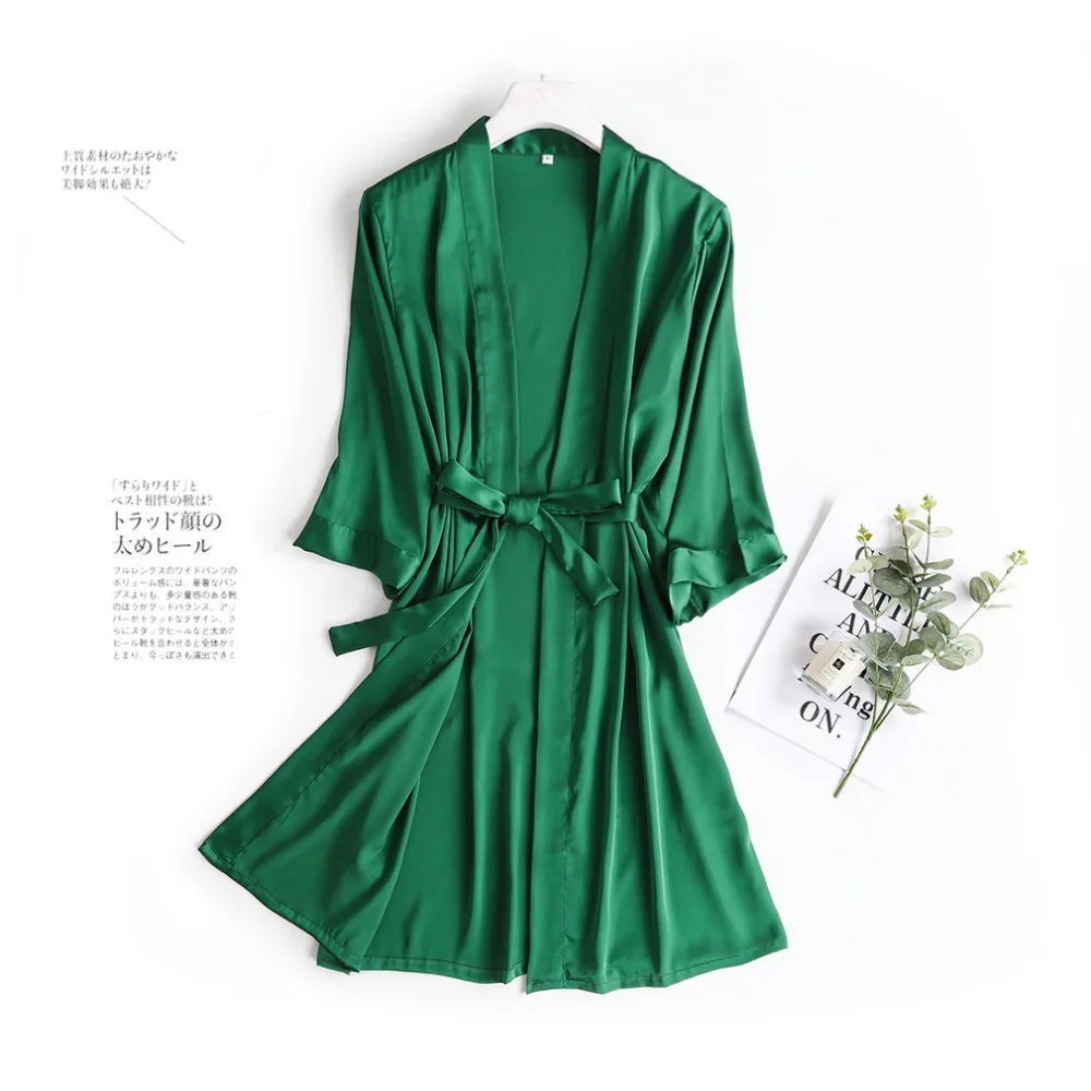 

Hot Women robe Silk Satin Robes Wedding Bridesmaid Bride Gown kimono Solid robe Sleepwear Nightgown Bridesmaid Robes size M-XL