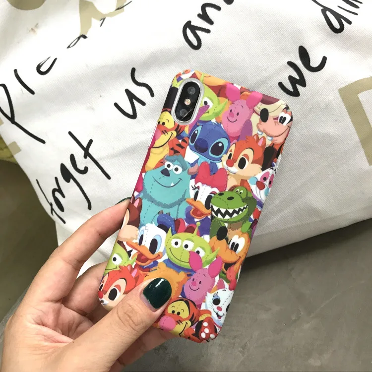 Ins Hot Cute Stitch Emoji Dasiy Donald Duck Phone Case For iPhone 7 7 Puls 6 6S Puls X Cases Hard PC Matte Back Cover Coque