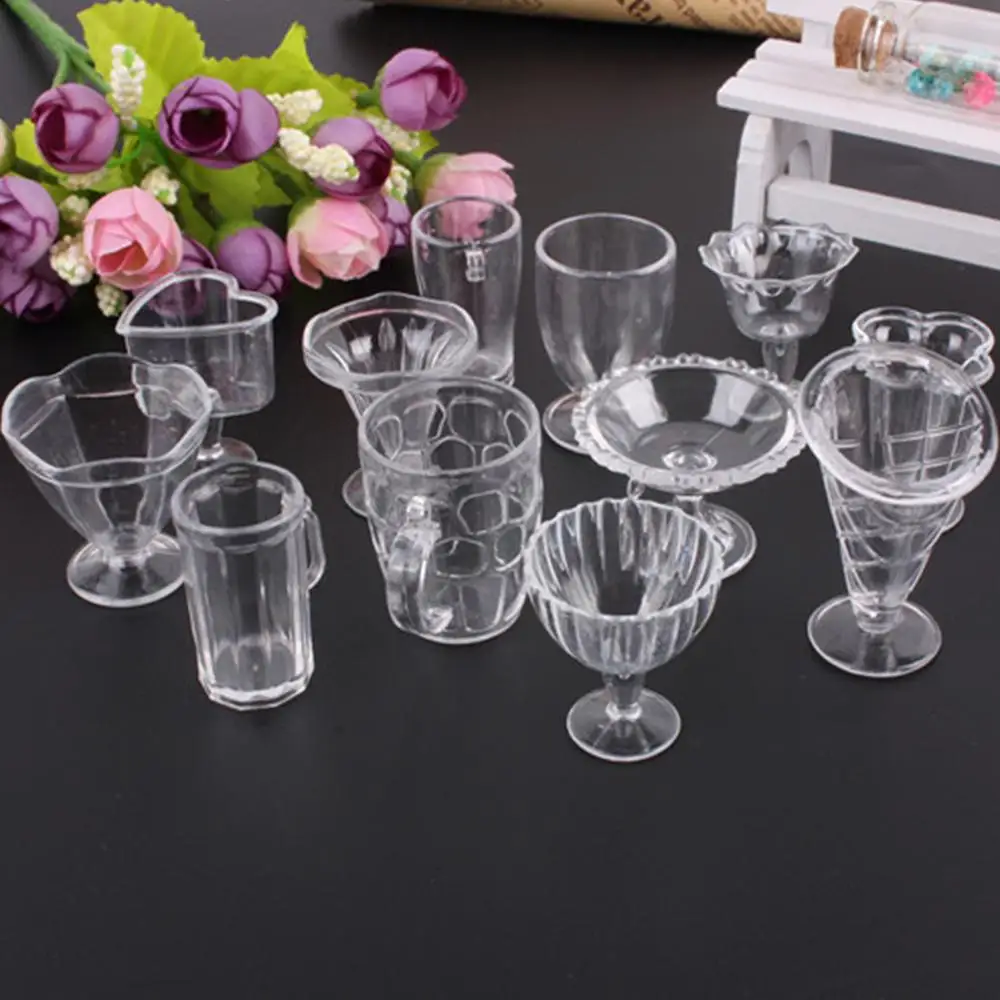 

12Pcs/ Set DIY Simulation Mini Transparent Cup Sundae Dessert Container Toy