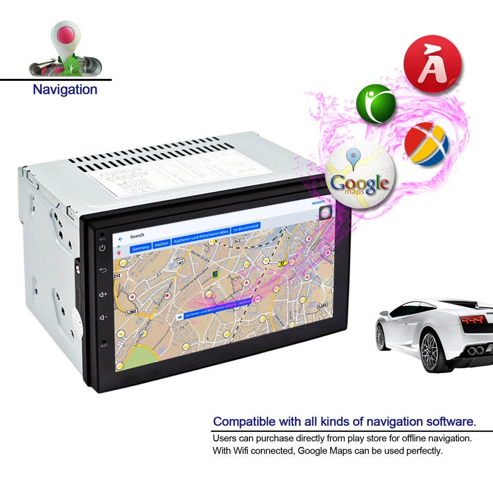 2 DIN android 6,0 Quad Core HD pantalla táctil incorporada Bluetooth Wifi AM/FM Radio 1 GB de RAM 16 GB ROM GPS de navegación del coche Autoradio