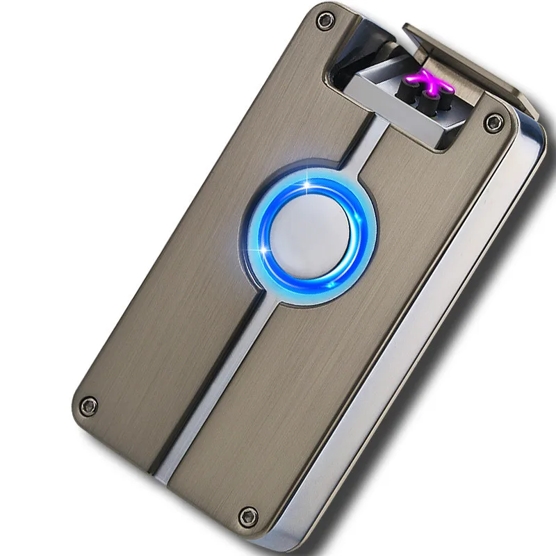 

Intelligent USB Arc Lighter Dual Fire Arc Lighter Fingerprint Induction Charging Metal WindProof No Gas Smoker Cigarettes Gift