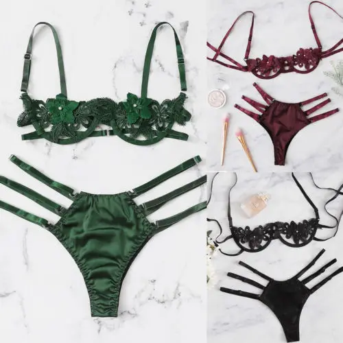 Sexy Womens Lingerie Set Lace Bra Sets Wireless Bra + Panty Underwear Babydoll
