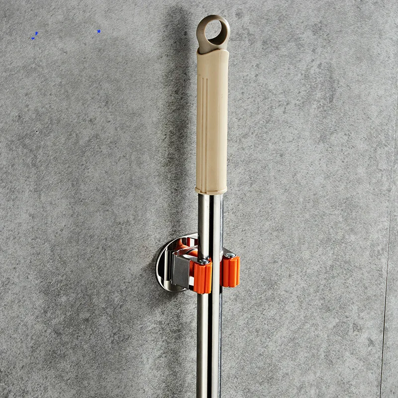 

Stainless Steel Mop Holder Wall Mounted Broom Rack Storage Hanger Clip Seamless Sticker Self Adhesive Bathroom Accessories
