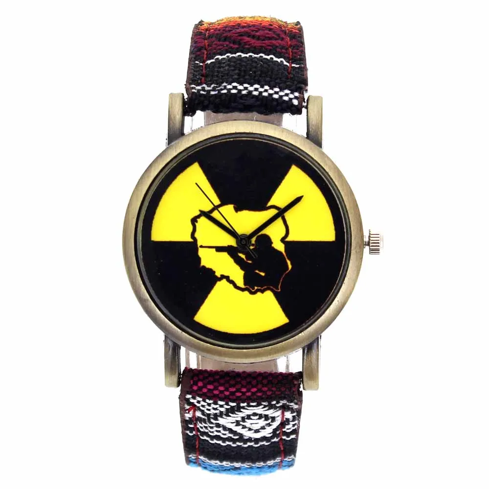 Hunting Variant Game Military Hobby Nuclear Radiation Marker Fashion Men Women Stripes Canvas Band Sport Analog Quartz Watch - Цвет: 25