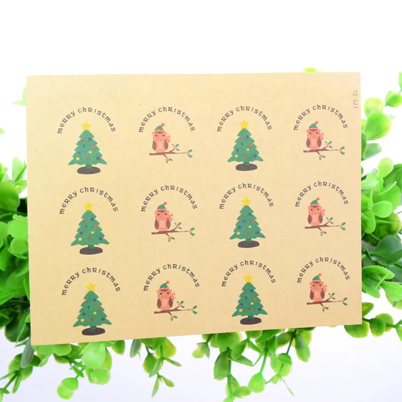 

Hand made MERRY CHRISTMAS Scrapbooking Kraft Paper Labels Envelopes Packaging Seals Sticker DIY For Cake Box Wrapping Baking